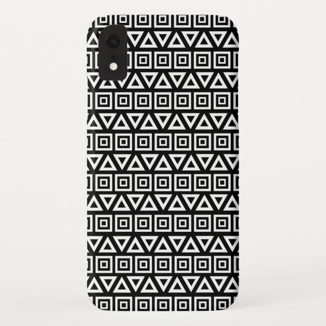 Capa Para iPhone, Case-Mate Aztec triângulos+quadrados branco-padrão em preto (Verso)