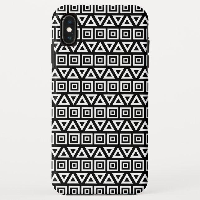 Capa Para iPhone, Case-Mate Aztec triângulos+quadrados branco-padrão em preto (Verso)