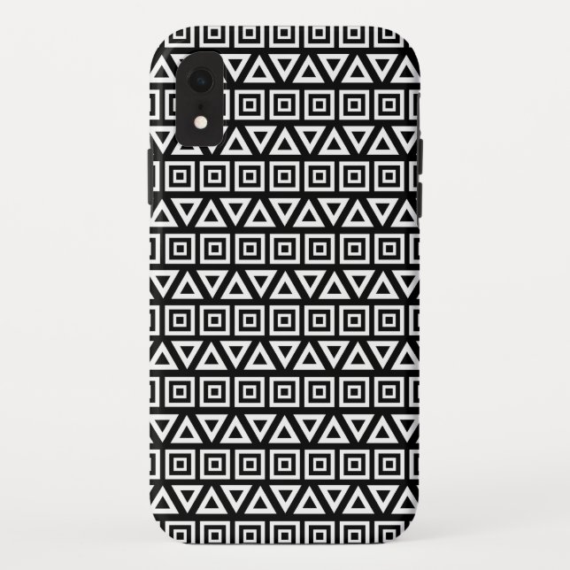 Capa Para iPhone, Case-Mate Aztec triângulos+quadrados branco-padrão em preto (Verso)