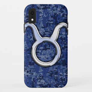 Capa Para iPhone Da Case-Mate Azuis marinhos de prata Digitas Camo do sinal do