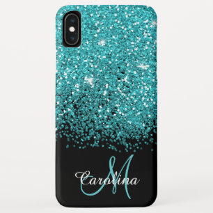 Capa Para iPhone Da Case-Mate Azul, cerceta, brilho, nome e monograma, femininos