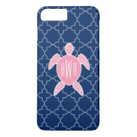 Azul cor-de-rosa Monogrammed Quatrefoil da