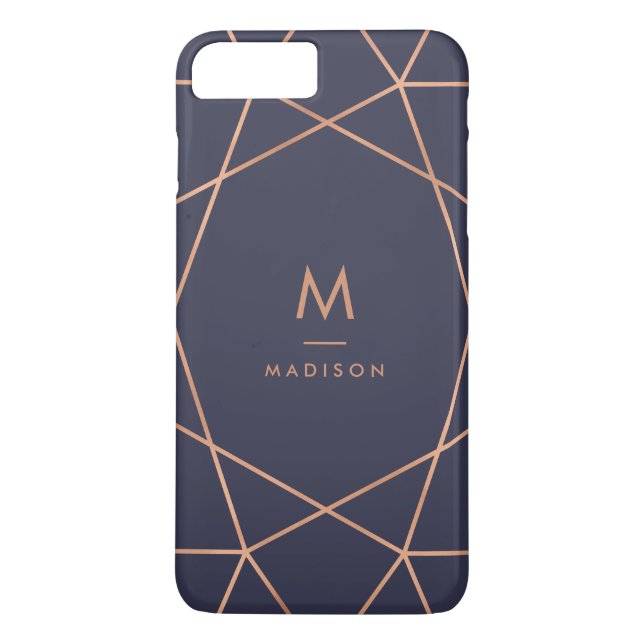 Capa Para iPhone, Case-Mate Azul da meia-noite e teste padrão geométrico (Verso)