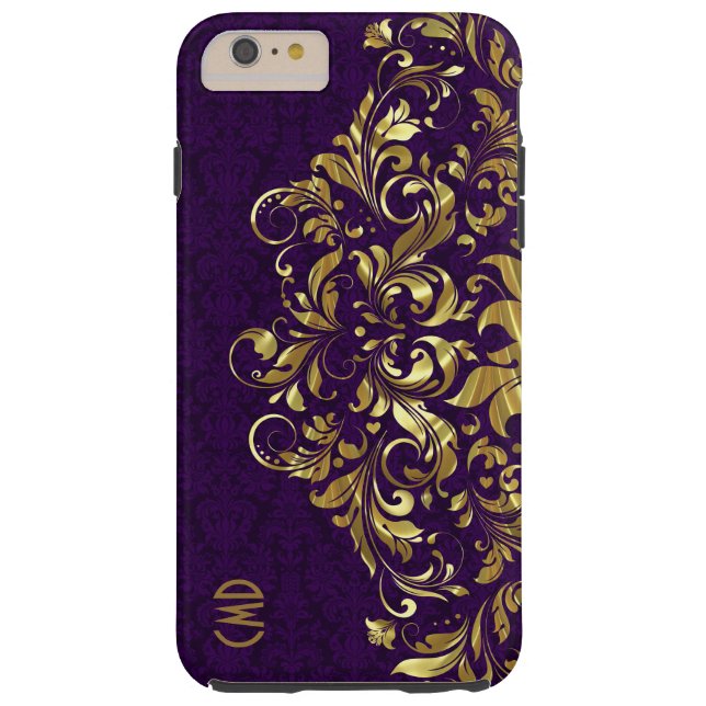 Capa Para iPhone, Case-Mate Azul Dourado Elegante, Rampas Roxas (Verso)