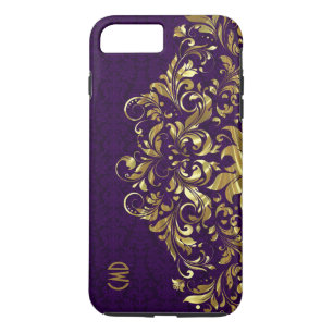 Capa iPhone 8 Plus/7 Plus Azul Dourado Elegante, Rampas Roxas