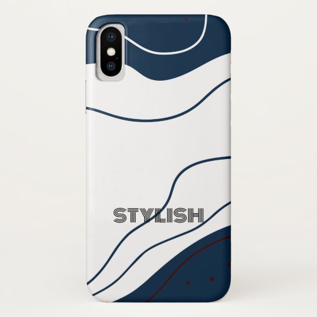 Capa Para iPhone, Case-Mate Azul e branco elegante e moderno (Verso)