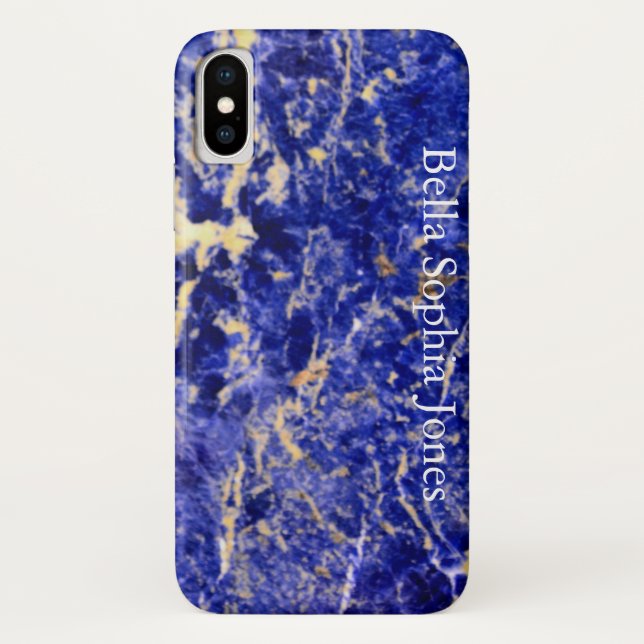 Capa Para iPhone, Case-Mate Azul Granito, mármore azul, pedra azul (Verso)
