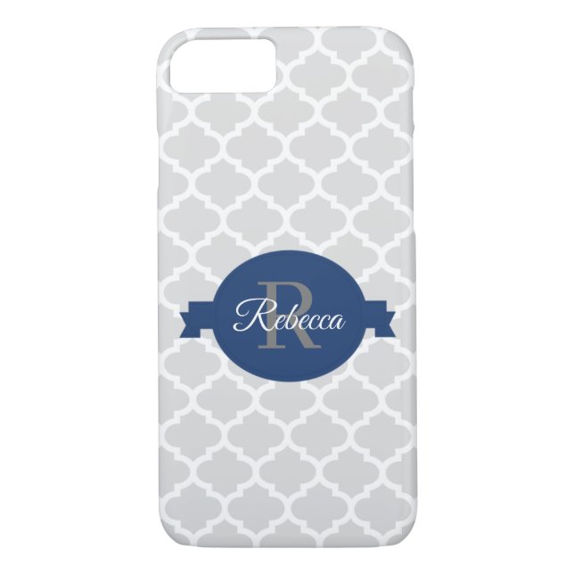 Capa Para iPhone, Case-Mate Azul Quatrefoil Personalizado (Verso)