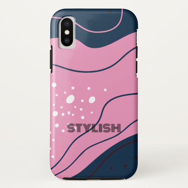 Capa Para iPhone, Case-Mate Azul & rosa elegante e moderno (Verso)