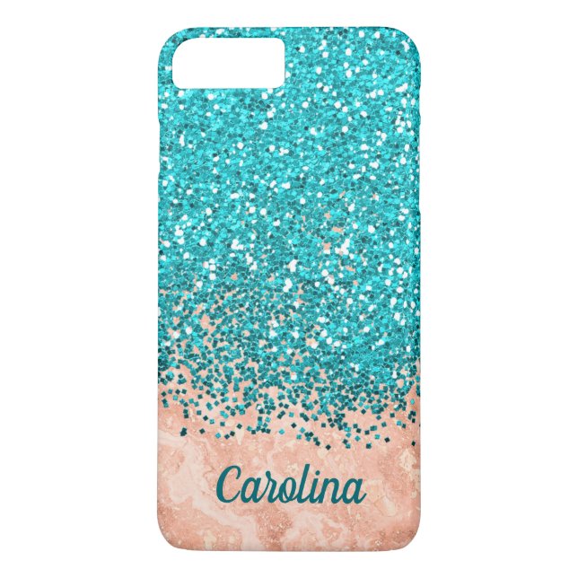 Capa Para iPhone, Case-Mate Azul Teal e Mármore Laranja, Personalizados (Verso)