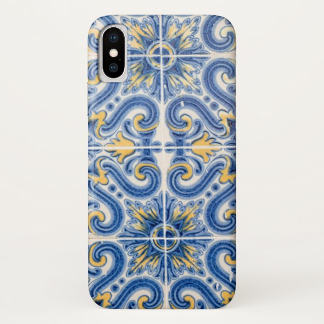Capa Para iPhone, Case-Mate azulejo azul e amarelo, Portugal (Verso)