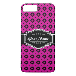 Capa Para iPhone Da Case-Mate Azulejo Floral Preto-Rosa e Rosa Personalizado