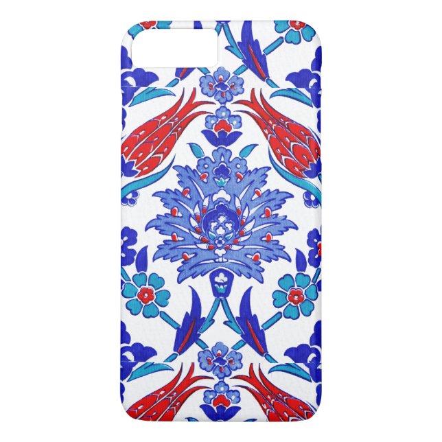 Capa Para iPhone, Case-Mate Azulejo floral turco antigo do vermelho azul de (Verso)