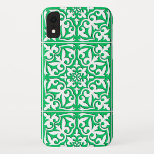 Capa Para iPhone XR Azulejo marroquino - jade verde e branco