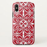 Capa Para iPhone Da Case-Mate Azulejo marroquino - vermelho escuro e branco<br><div class="desc">O marroquino inspirou um padrão de azulejo com um aspecto cerâmico polido - vermelho-escuro chinês com fundo branco</div>
