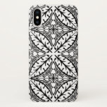 Capa Para iPhone X Azulejos marroquinos - branco e preto<br><div class="desc">O marroquino inspirou um padrão de azulejo com um aspecto cerâmico polido - branco com fundo preto</div>