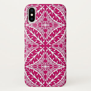 Capa Para iPhone X Azulejos marroquinos - magenta e branco