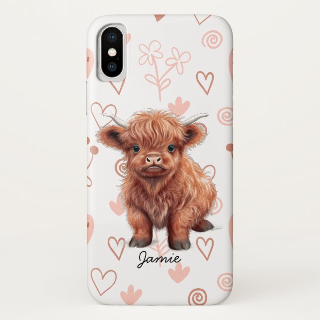 Capa Para iPhone, Case-Mate Baby Highland Cow Nome Personalizado (Verso)