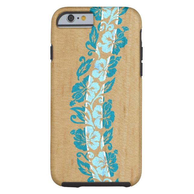 Capa Para iPhone, Case-Mate Banano Hibiscus Faux Wood Surfboard (Verso)