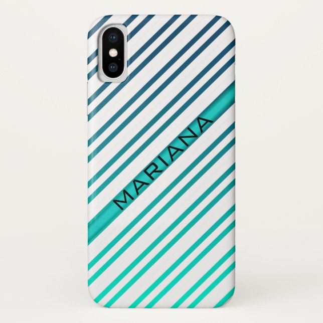 Capa Para iPhone, Case-Mate Bandas Brancas de Gradação Verde Azul (Verso)