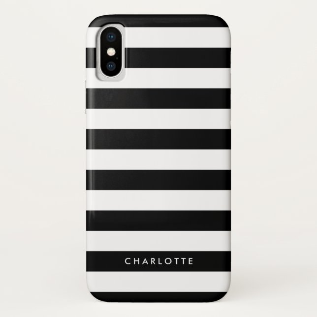 Capa Para iPhone, Case-Mate Bandas brancas e pretas personalizadas (Verso)
