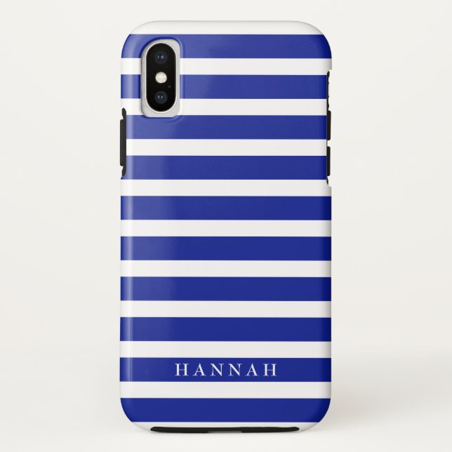 Capa Para iPhone, Case-Mate Bandas de vela azuis personalizadas (Verso)