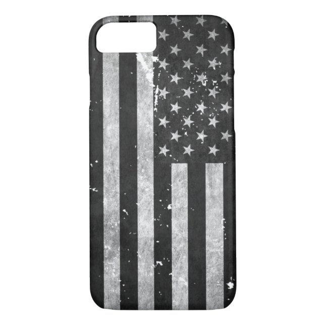 Capa Para iPhone, Case-Mate Bandeira americana do Grunge preto e branco (Verso)