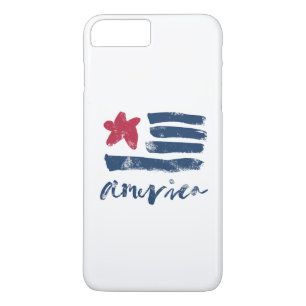 Capa iPhone 8 Plus/7 Plus Bandeira americana Paintstrokes