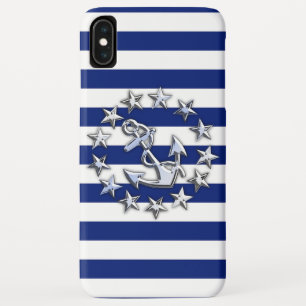 Capa Para iPhone XS Max Bandeira de Iate em Cromo Náutico sobre Estampa de