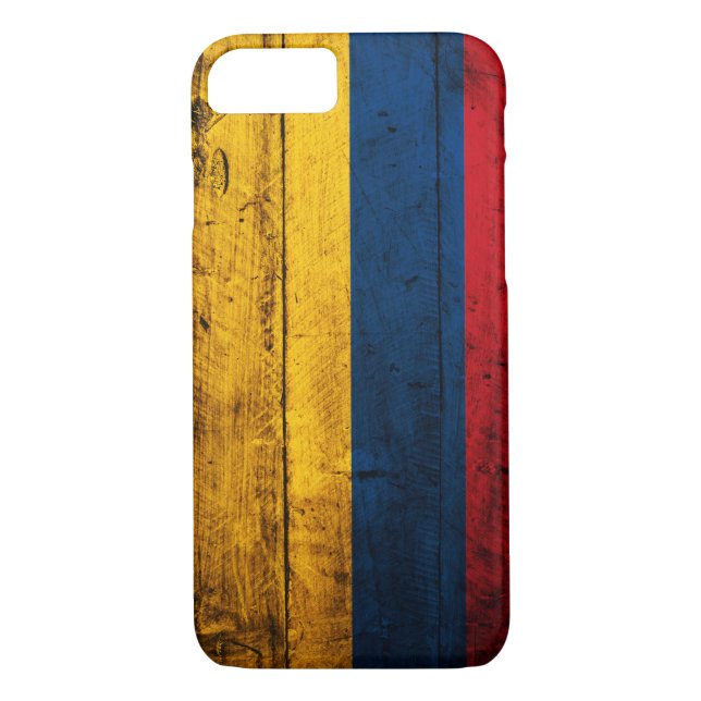 Capa Para iPhone, Case-Mate Bandeira de madeira velha de Colômbia (Verso)