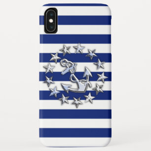 Capa Para iPhone XS Max Bandeira do iate cromo náutico nas faixas de Marin