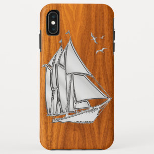 Capa Para iPhone XS Max Barco de Velas Prateadas no Decor de Teak Veneza