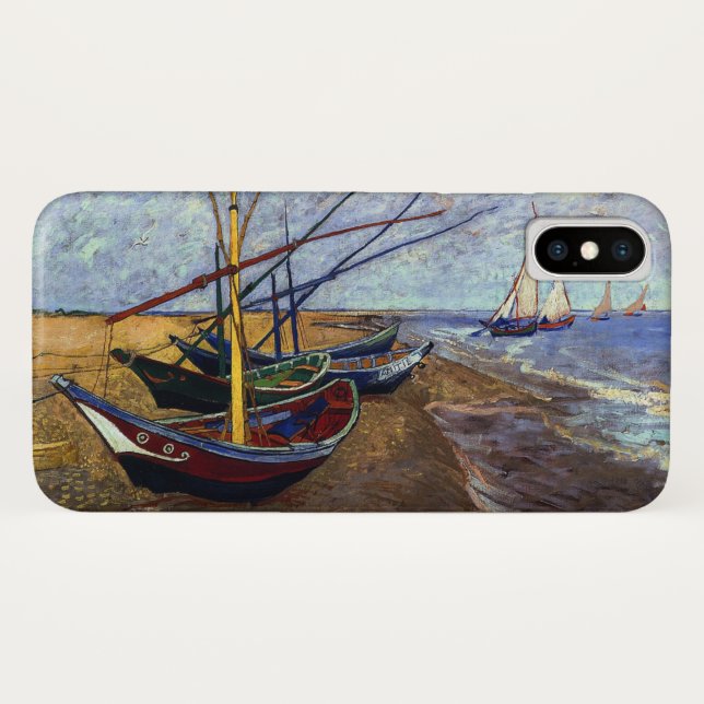 Capa Para iPhone, Case-Mate Barcos de pesca em praia por Van Gogh (Verso (Horizontal))