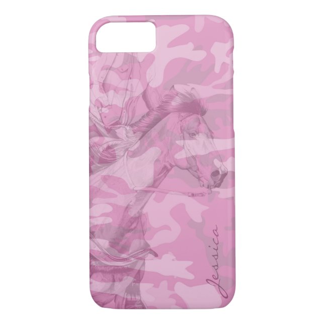 Capa Para iPhone, Case-Mate Barrel Racer (camo rosa lavado) (Verso)