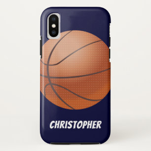 Capa Para iPhone X Basquete, Azul, Nome Personalizado