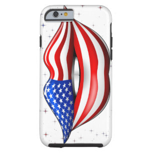 Capa Tough Para iPhone 6 Batom da bandeira dos EUA no caso de sorriso do