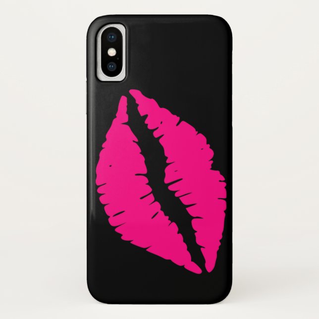 Capa Para iPhone, Case-Mate Batom rosa beijando pop art (Verso)