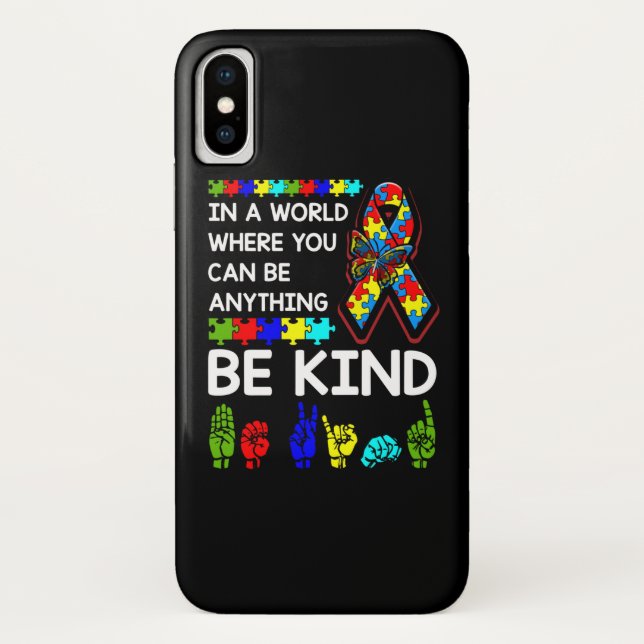 Capa Para iPhone, Case-Mate Be Kind Autism Awareness ASL Mom Teacher Kindness (Verso)