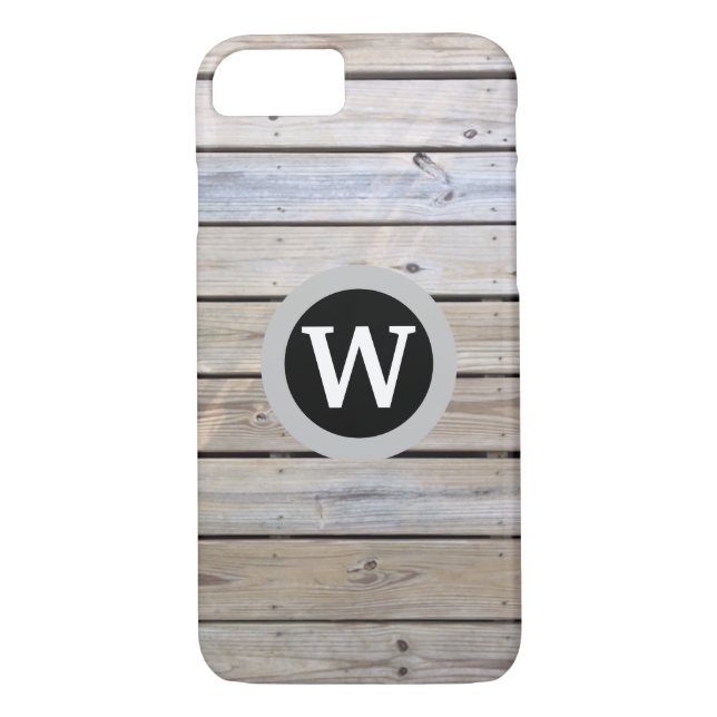 Capa Para iPhone, Case-Mate Beach Wood Slats Monograma (Verso)