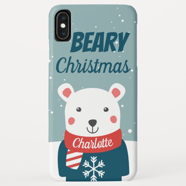 Capa Para iPhone, Case-Mate Beary Christmas com cartoon polar (Verso)