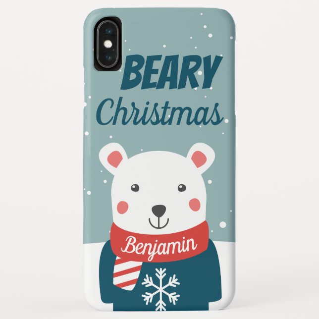 Capa Para iPhone, Case-Mate Beary Christmas com o cartoon polar urso com nome (Verso)