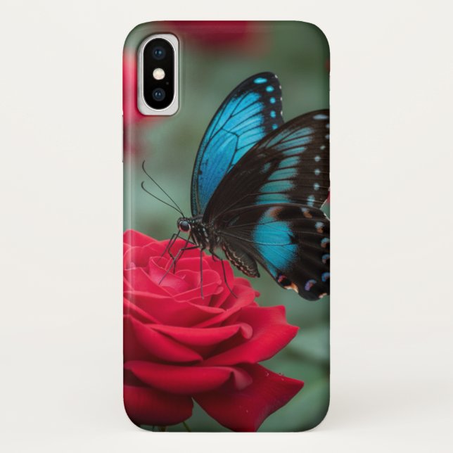 Capa Para iPhone, Case-Mate Beautiful Butterfly Red Rose - (Verso)