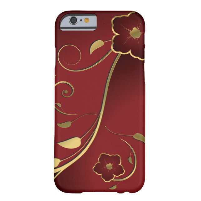 Capa Para iPhone, Case-Mate Bela Arte Vermelha e Dourada Floral (Verso)