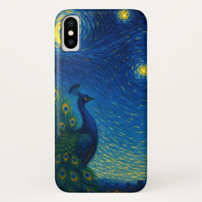 Capa Para iPhone, Case-Mate Bela Noite Estrelada com Pavão capa para iPhone /  (Verso)