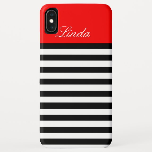 Capa Para iPhone, Case-Mate Belo Negro e Branco Estimulados Em Vermelho Chic (Verso)