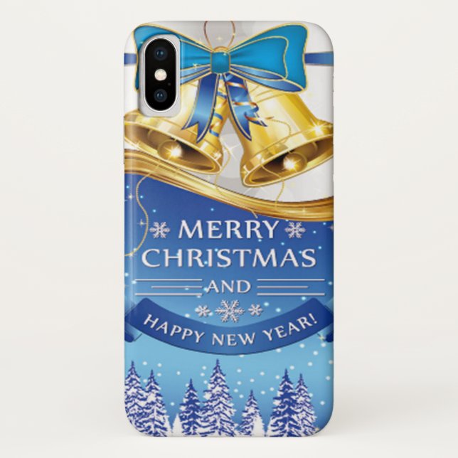 Capa Para iPhone, Case-Mate Belos Ouros de Natal com Arco Azul (Verso)