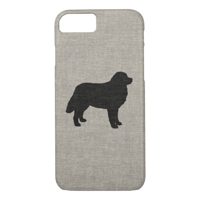 Capa Para iPhone, Case-Mate Bernese Mountain Dog Silhouette Faux Linen Style (Verso)