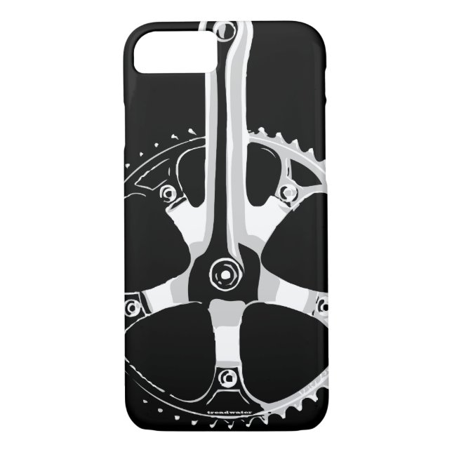 Capa Para iPhone, Case-Mate Bicicleta Crankset de Pista - branco no preto (Verso)
