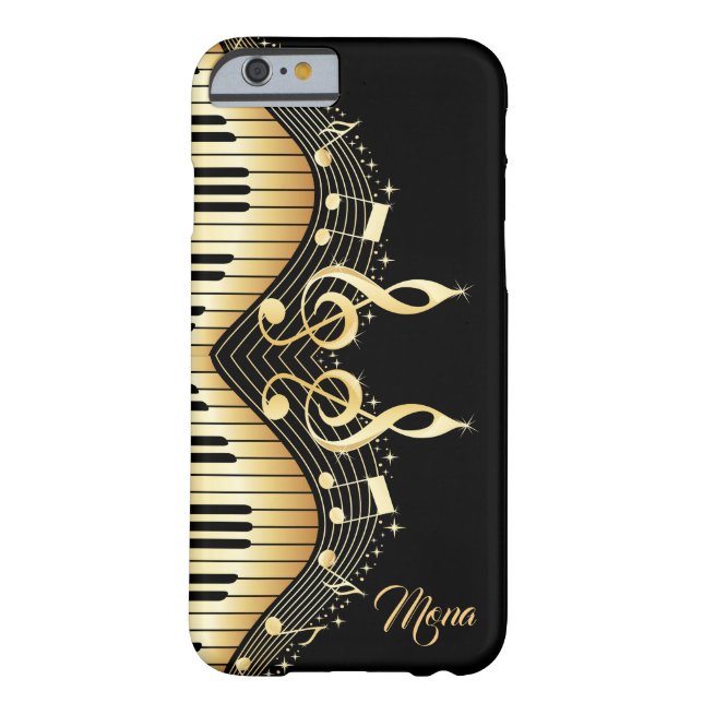 Capa Para iPhone, Case-Mate Black And Gold Abstract Piano Design (Verso)