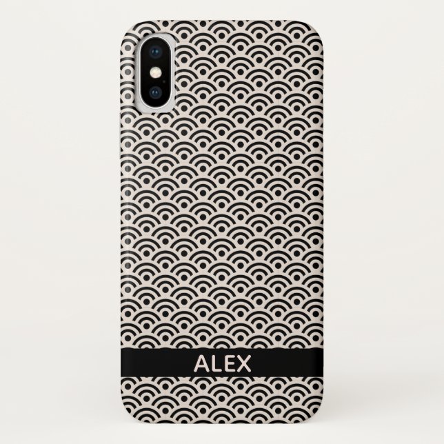 Capa Para iPhone, Case-Mate Black Seigaiha - Nome Personalizado do Padrão Japo (Verso)